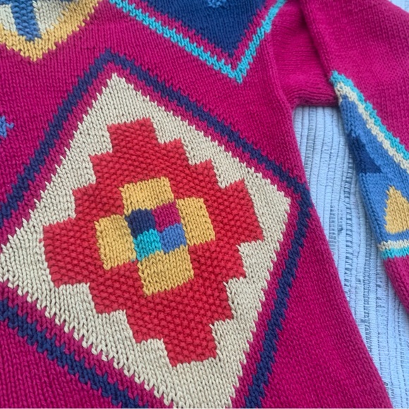 Vintage 80’s hand knit Sun patterned sweater small - Picture 3 of 10